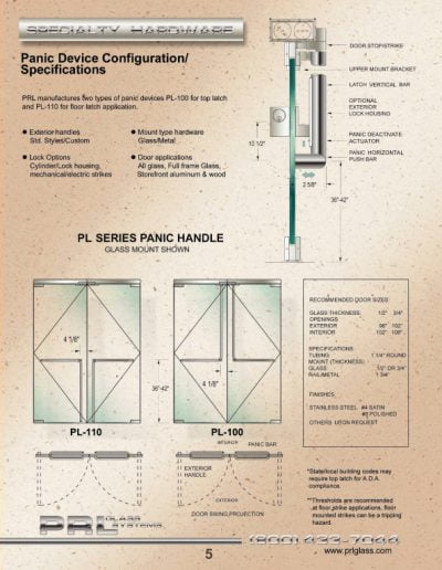 Panic Device Configuration / Specifications