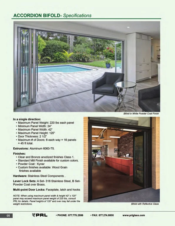 Accordion Bifold Door Specifications
