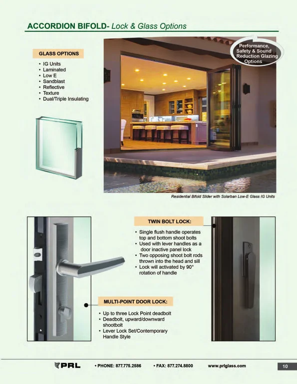 Accordion Bifold Door Lock and Glass Options 2