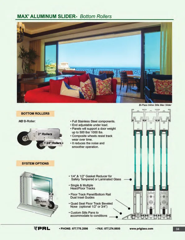 Bottom Rolling Glass and Aluminum Sliding Door