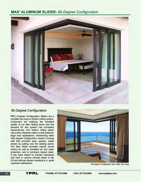 90 Degree Glass and Aluminum Sliding Door Configuration 1