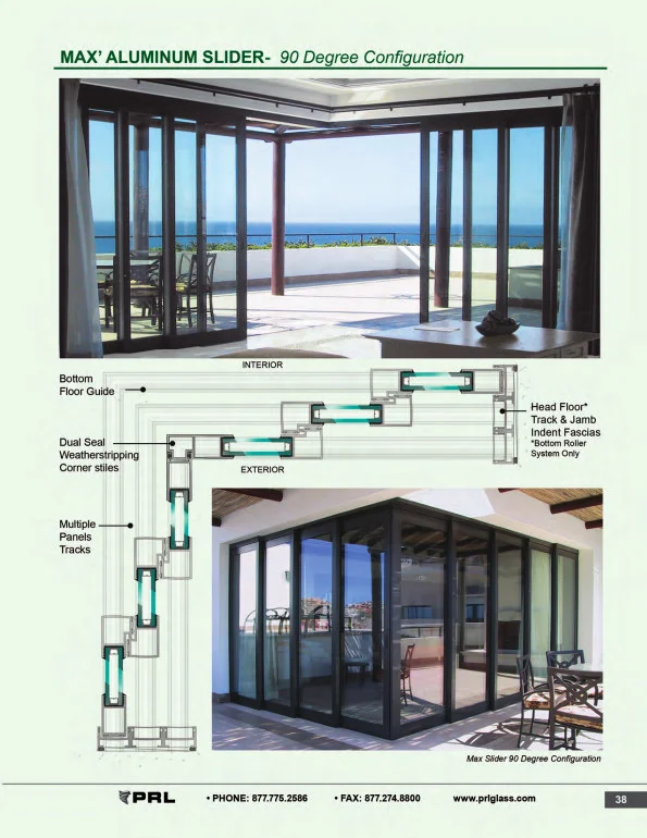 90 Degree Glass and Aluminum Sliding Door Configuration 2