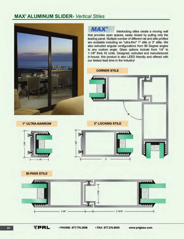 Vertical Stile Glass and Aluminum Sliding Door 1