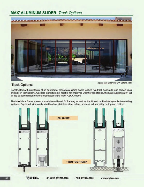 Glass and Aluminum Sliding Door Track Options 1