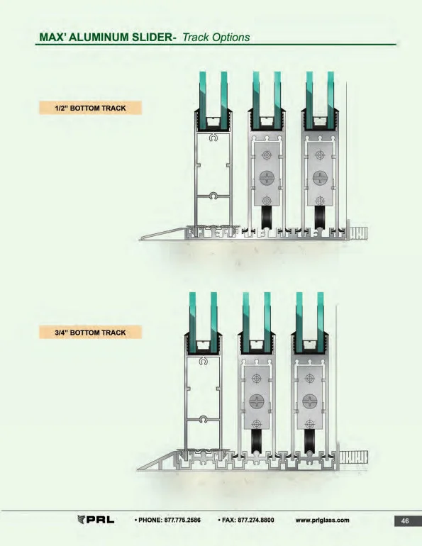 Glass and Aluminum Sliding Door Track Options 2
