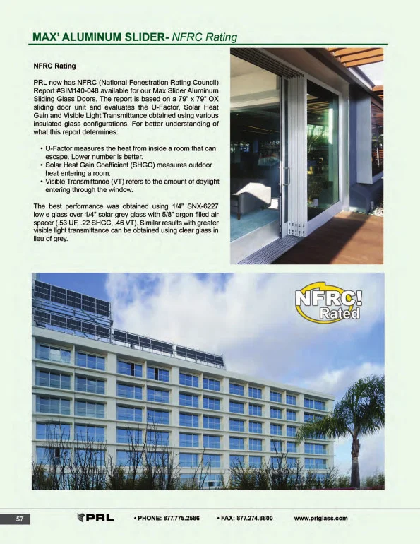 NFRC Rating Glass and Aluminum Sliding Doors 1