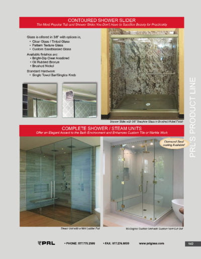 Contoured Shower Slider & Steam Units