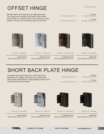 Beverly Hinge Series - Offset and Short Back Plate Hinges