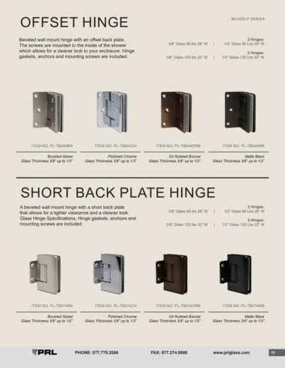 Beverly Hinge Series - Offset and Short Back Plate Hinges