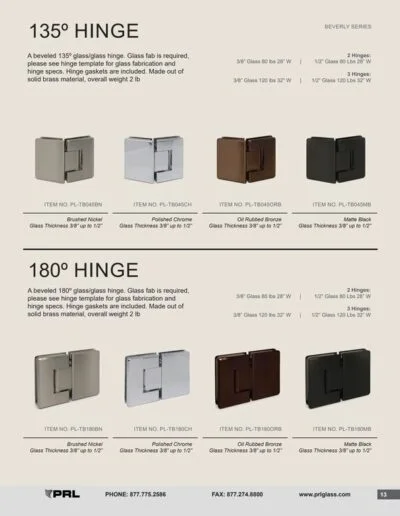 Beverly Hinge Series - 135° and 180° Hinges