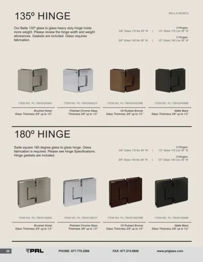 Bella HD Series - 135° and 180° Hinges