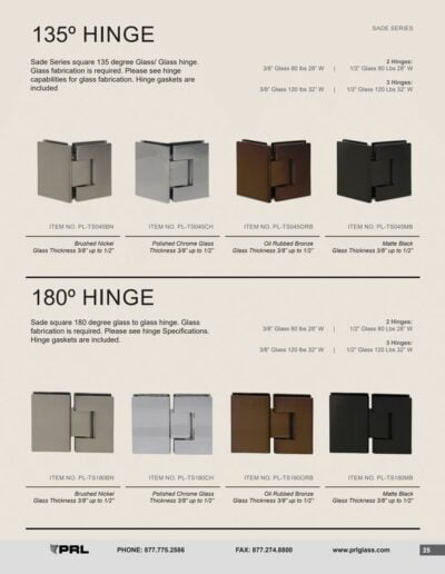 Sade Hinge Series - 135° and 180° Hinges