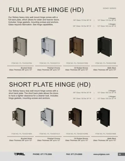 Sidney HD Series - Full and Short Plate Hinge