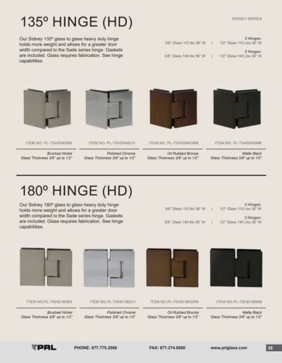 Sade Series - 135° and 180° Hinges