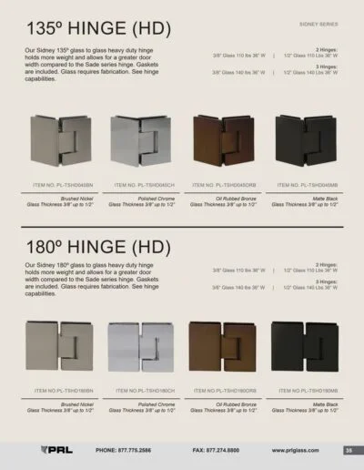 Sade Series - 135° and 180° Hinges