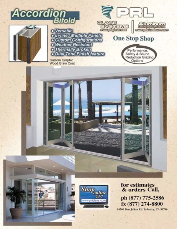 Glass accordion doors.