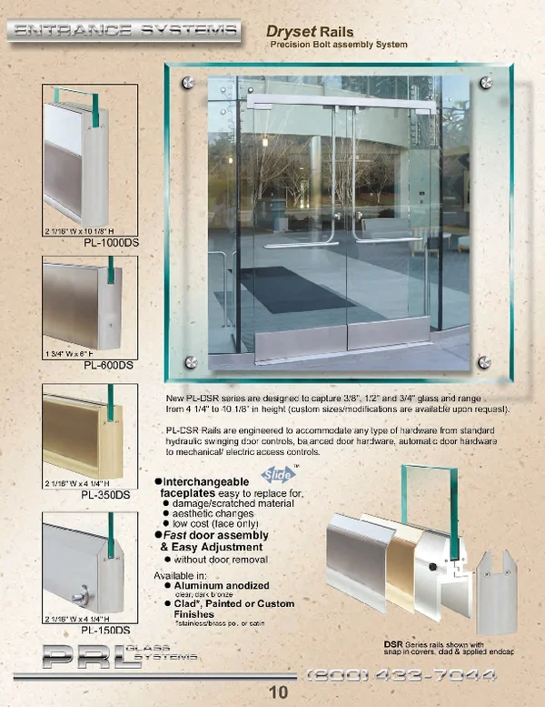 All Glass Door Rails Dryset for EASY / FAST All Glass Door installation