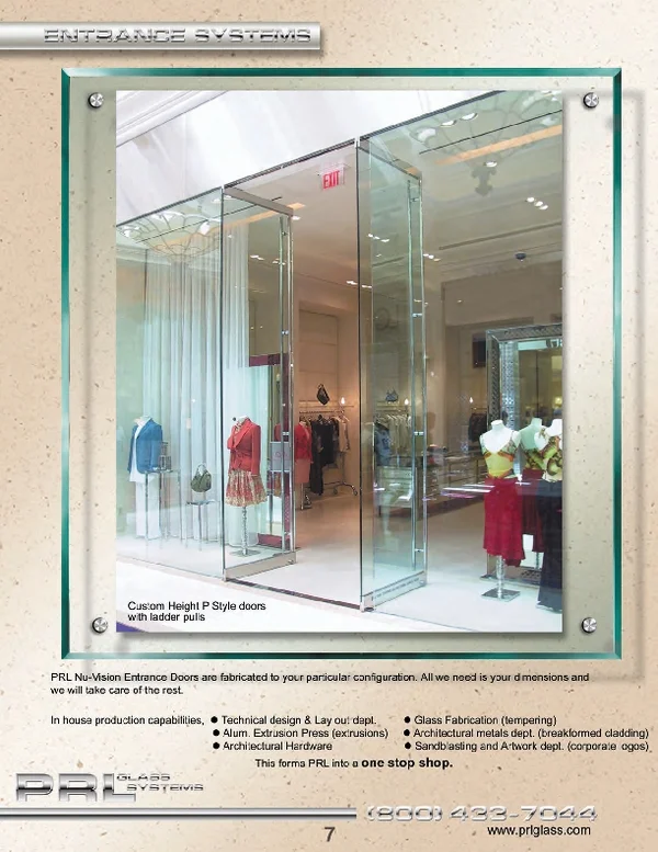 Complete glass entrance door systems with all necessary hardware, ready for installation