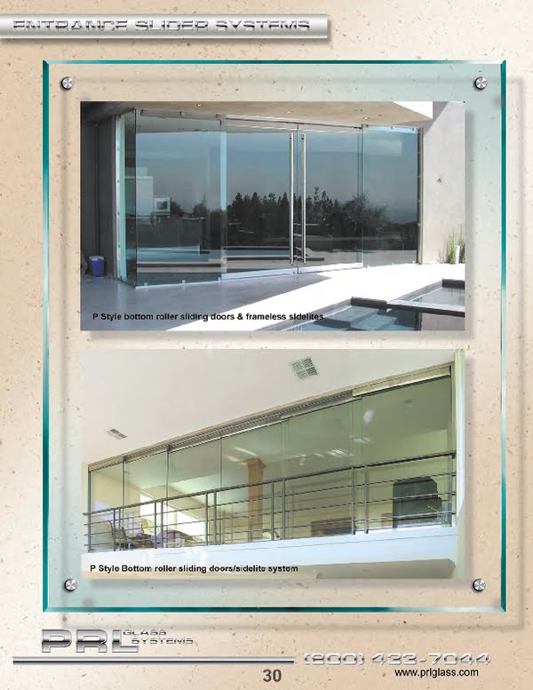 PRL Glass offers an all glass sliding door bottom rolling systems that is designed to your custom configurations
