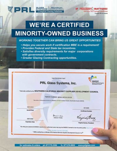 certified minority owned glass and aluminum supplier