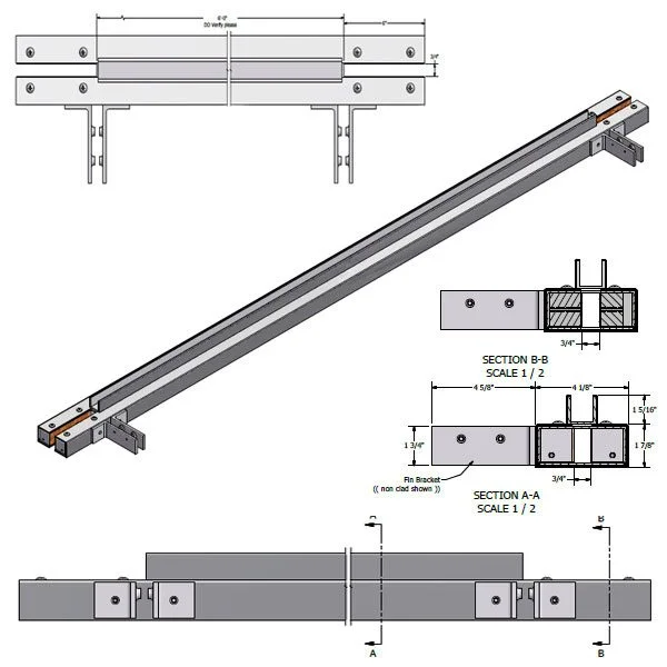 72FHBR - 72" Floating Header Bronze Anodized