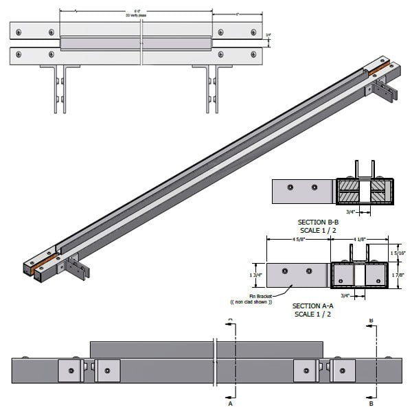 72FHPS - 72" Floating Header Polished Stainless Steel