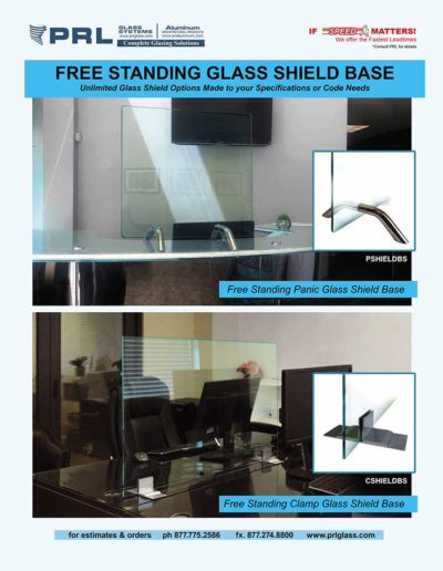 Free standing glass shield base