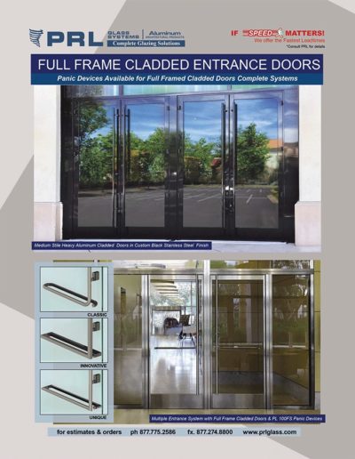 full frame cladded doors including panic device